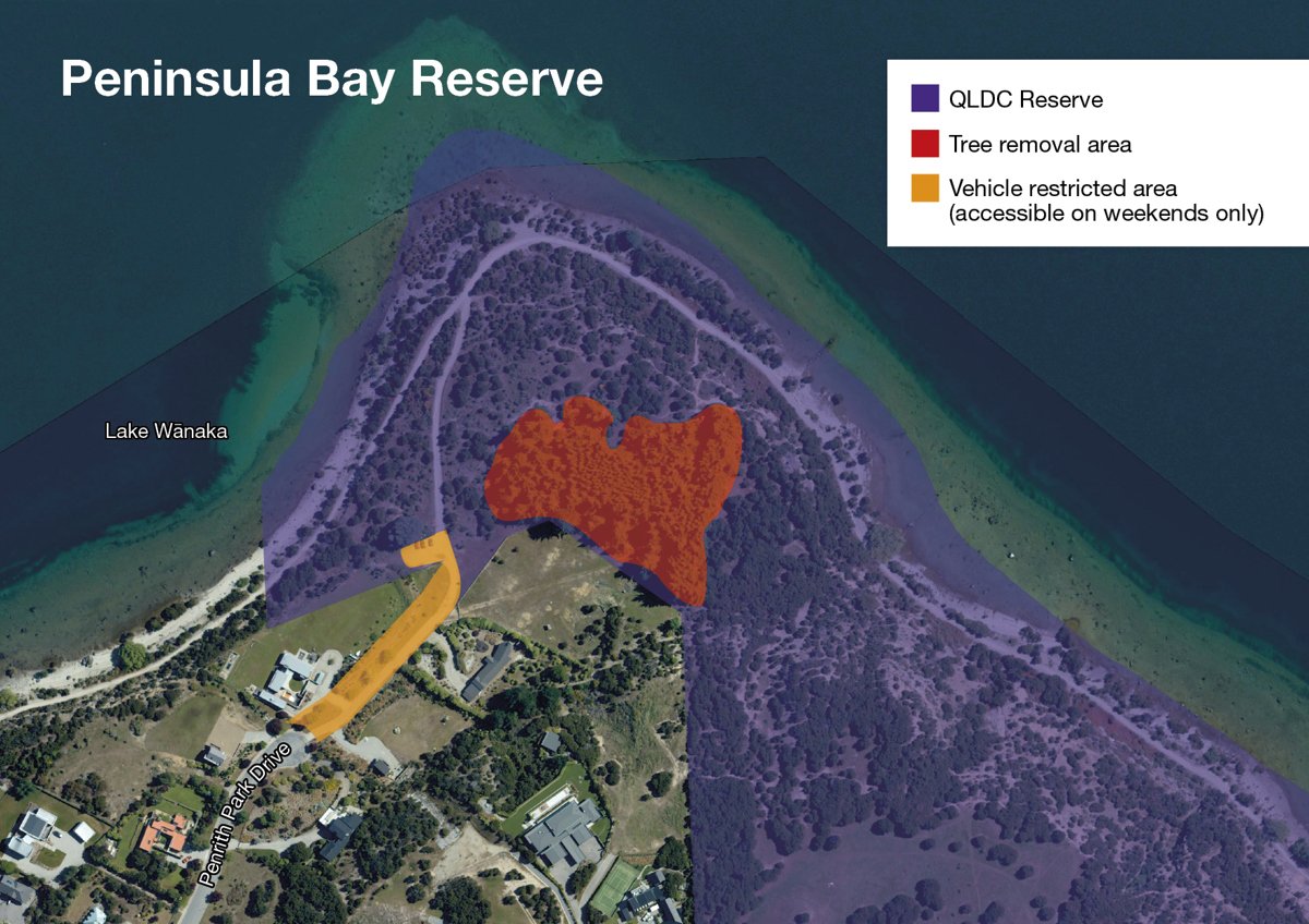 QLDC Peninsula Bay Reserve Tree Removal Site Map Oct25