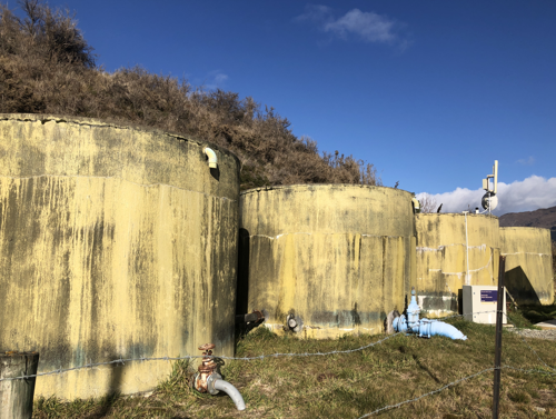 Existing tanks with visible cracking and water leakage